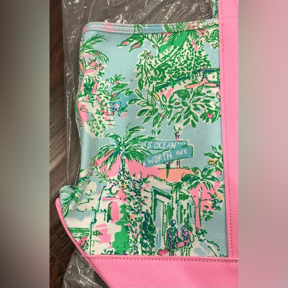 Lilly Pulitzer Mercato Canvas Cotton Tote Bag - Multi Lilly Loves Palm Beach - Picture 8 of 16